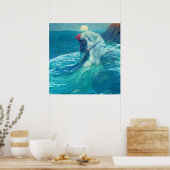 Mermaid Vintag Blue 1 Poster (Küche)