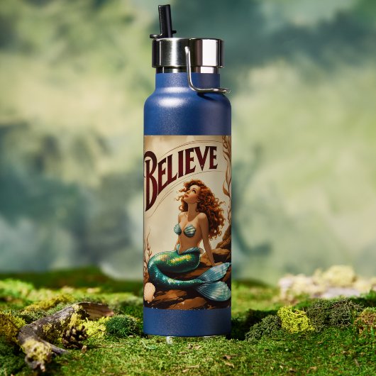Mermaid Vintage Believe Ocean Myth  Trinkflasche ( Außenbereich (gedreht))
