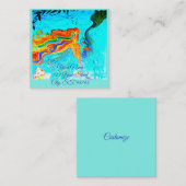 Mermaid-Visitenkarte mit Regenbogenhaar Quadratische Visitenkarte (Vorne/Hinten)