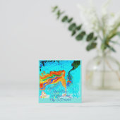Mermaid-Visitenkarte mit Regenbogenhaar Quadratische Visitenkarte (Stehend Vorderseite)