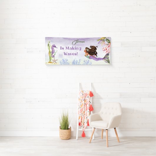 Mermaid von Colour Ethnic Seepferd Crab Lila Banne Banner (Insitu)