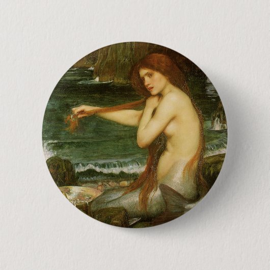 Mermaid von John William Waterhouse Button (Vorderseite)