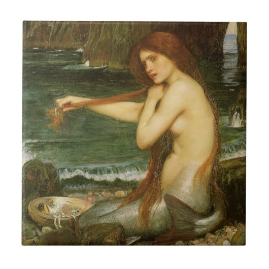 Mermaid von John William Waterhouse Fliese (Vorderseite)