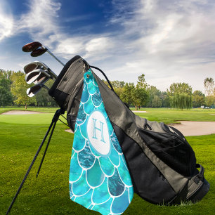 Mermaid-Waage türkisblaue Bezeichnung Golfhandtuch