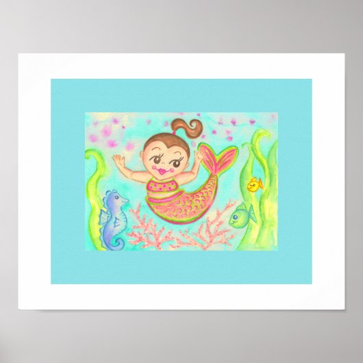 Mermaid Wall Art Print Poster (Vorne)