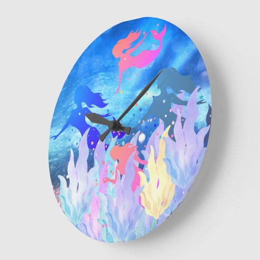 Mermaid Wall Clock Große Wanduhr (Winkel)