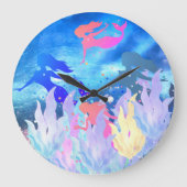 Mermaid Wall Clock Große Wanduhr (Vorderseite)