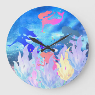 Mermaid Wall Clock Große Wanduhr