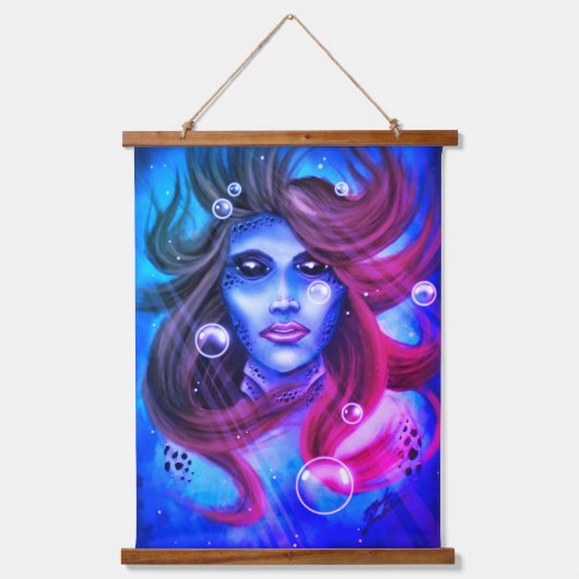 Mermaid Wandteppich Mit Holzrahmen (Vorderseite)