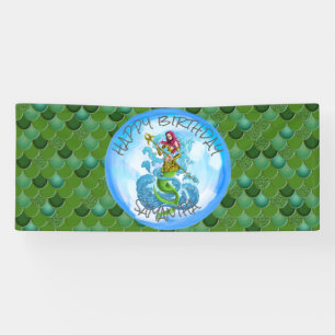 Mermaid Warrior Green Scales Banner