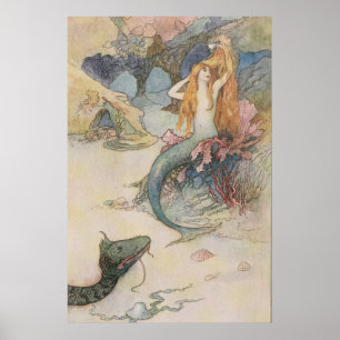 Mermaid Warwick Goble (Englisch, 1862 - 1943) Poster