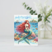 Mermaid Wasserfarbe Karte (Stehend Vorderseite)