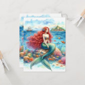 Mermaid Wasserfarbe Karte (Vorderseite/Rückseite Beispiel)