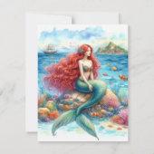 Mermaid Wasserfarbe Karte (Rückseite)