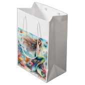 Mermaid Wasserfarbe Mittlere Geschenktüte (Vorderseite Schrägansicht)