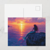 Mermaid Watching a Sunset Art Postkarte (Vorne/Hinten)