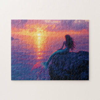 Mermaid Watching a Sunset Art Puzzle