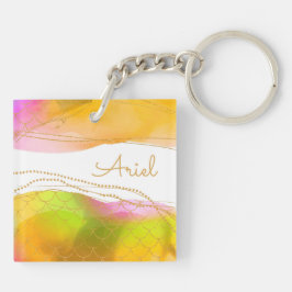 Mermaid Watercolor Art NAME Glam Sommer Ihr Spaß Schlüsselanhänger
