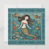 Mermaid Watercolor Birthday Einladung (Rückseite)