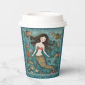 Mermaid Watercolor Birthday Pappbecher (Rückseite)