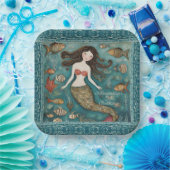 Mermaid Watercolor Birthday Pappteller (Party)
