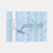Mermaid Watercolor Blue Fish Scanner Name Fleecedecke (Vorderseite (Horizontal))