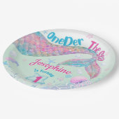 Mermaid watercolor first birthday pappteller (Schrägansicht)