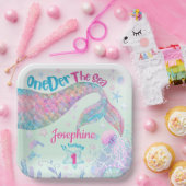 Mermaid watercolor first birthday square pappteller (Party)