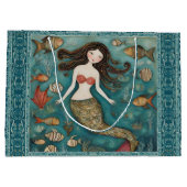 Mermaid Watercolor Große Geschenktüte (Rückseite)