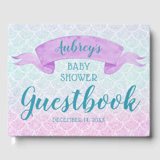 Mermaid Watercolor Lila Baby Showbook Gästebuch
