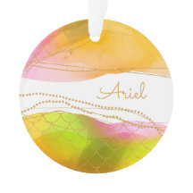 Mermaid Watercolor NAME Gold Glam Fun Kinder sie