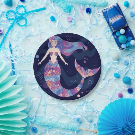 Mermaid Watercolor Pappteller (Party)
