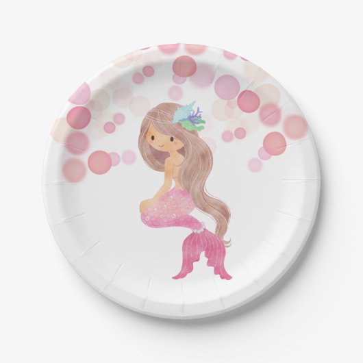 Mermaid Watercolor Party Teller (Vorderseite)