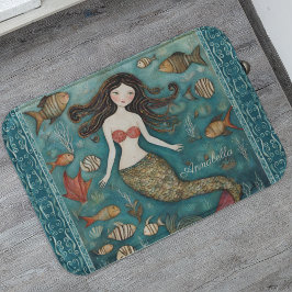 Mermaid Watercolor Personalisiert Badematte
