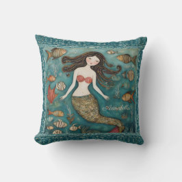 Mermaid Watercolor Personalisiert Kissen