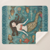 Mermaid Watercolor Personalisiert Sherpadecke (Vorderseite (Horizontal))