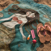 Mermaid Watercolor Personalisiert Strandtuch