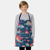 Mermaid Watercolor Personalisiertes Muster Schürze (Getragen)