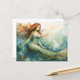 Mermaid Watercolor Postkarte