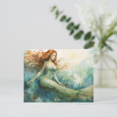 Mermaid Watercolor Postkarte (Stehend Vorderseite)