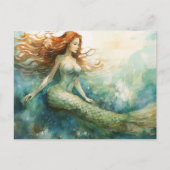 Mermaid Watercolor Postkarte (Vorderseite)