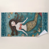 Mermaid Watercolor Strandtuch (Vorderseite)