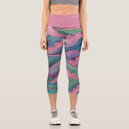 Mermaid Waves Capri Leggings