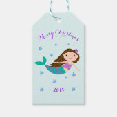 Mermaid Weihnachten Lila Glitzer Personalisiert Geschenkanhänger (Vorderseite)