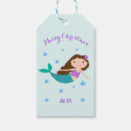 Mermaid Weihnachten Lila Glitzer Personalisiert Geschenkanhänger