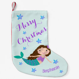Mermaid Weihnachten Lila Glitzer Personalisiert Kleiner Weihnachtsstrumpf