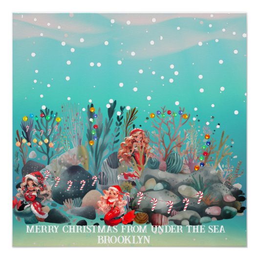 Mermaid Weihnachtsglanz-Poster Poster (Vorderseite)