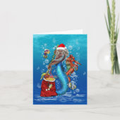Mermaid Weihnachtsmann Karte (Vorderseite)
