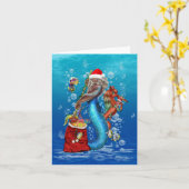 Mermaid Weihnachtsmann Karte (Gelbe Blume)