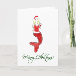 Mermaid Weihnachtsmannmütze Holiday Card Feiertagskarte